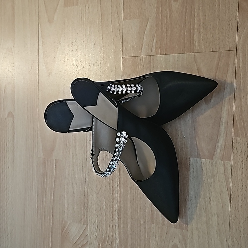Jeweled black heels
